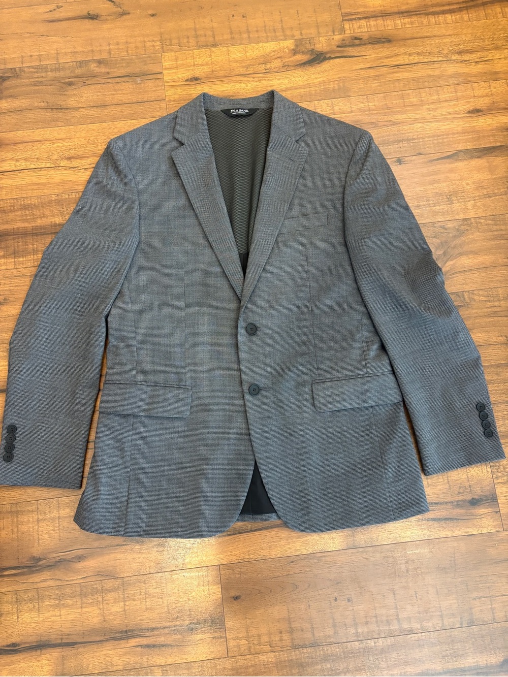JOS A BANK 41 Travel Tech Blazer Jacket Charcoal Gray Check Wool Slim Fit Men's